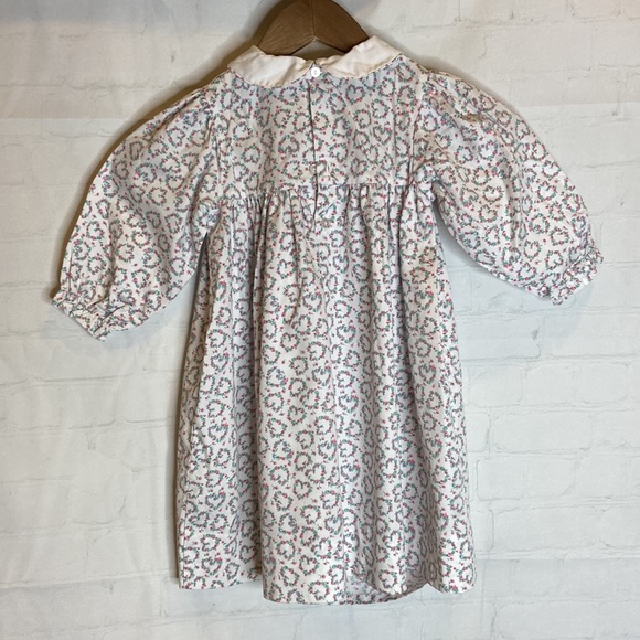 Carter’s Pink And White Smocked Heart Valentines Day Collared Dress - Picture 3 of 9